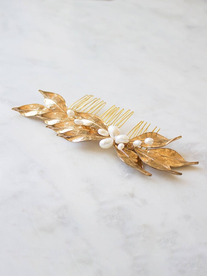 Gold Leaf Hair Comb Bridal Vine Headpiece Wedding Hair Etsy