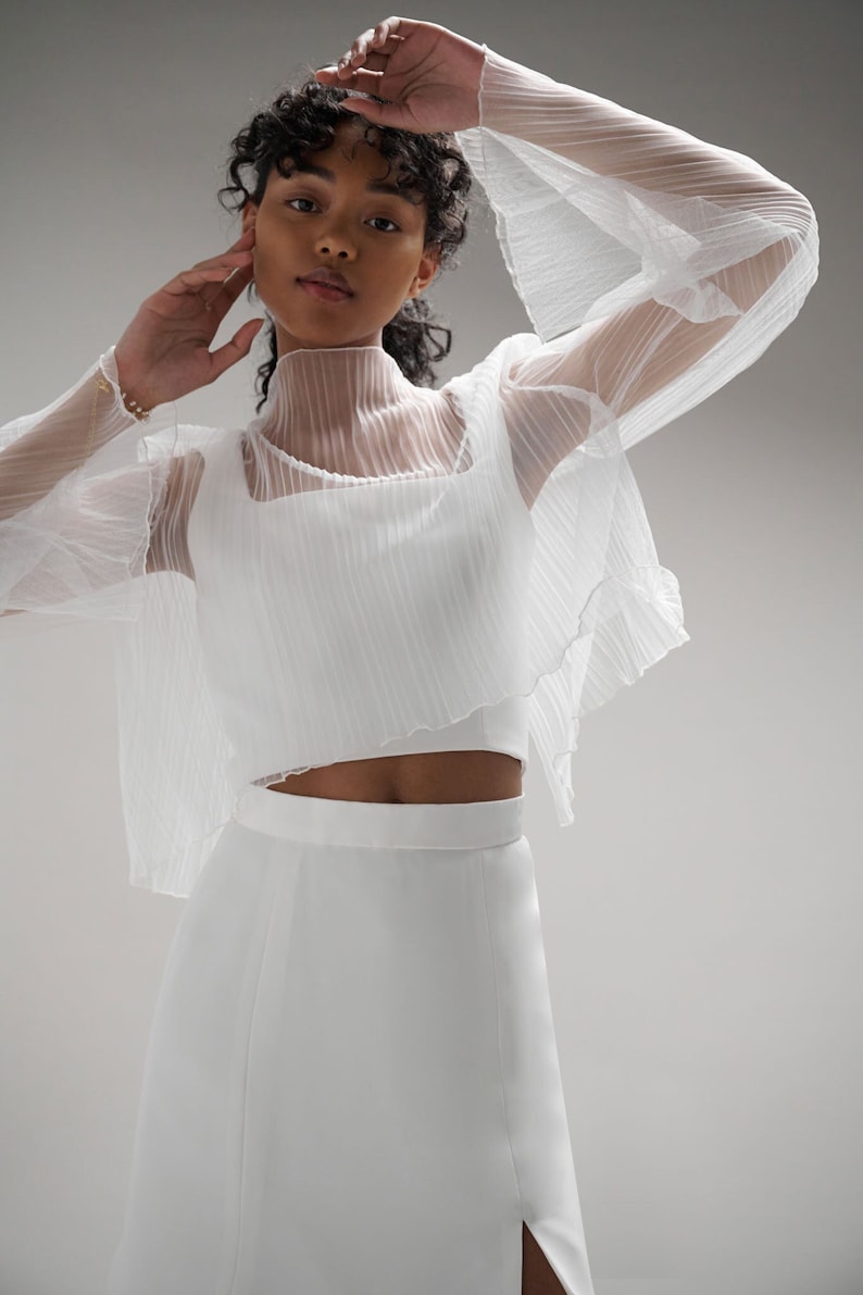 Pleated Tulle Wedding Topper