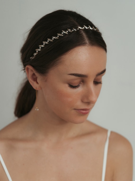 Bridal Hair Accessories Vine Crystal Rhinestone Pearls Hairband Wedding Jewelry 