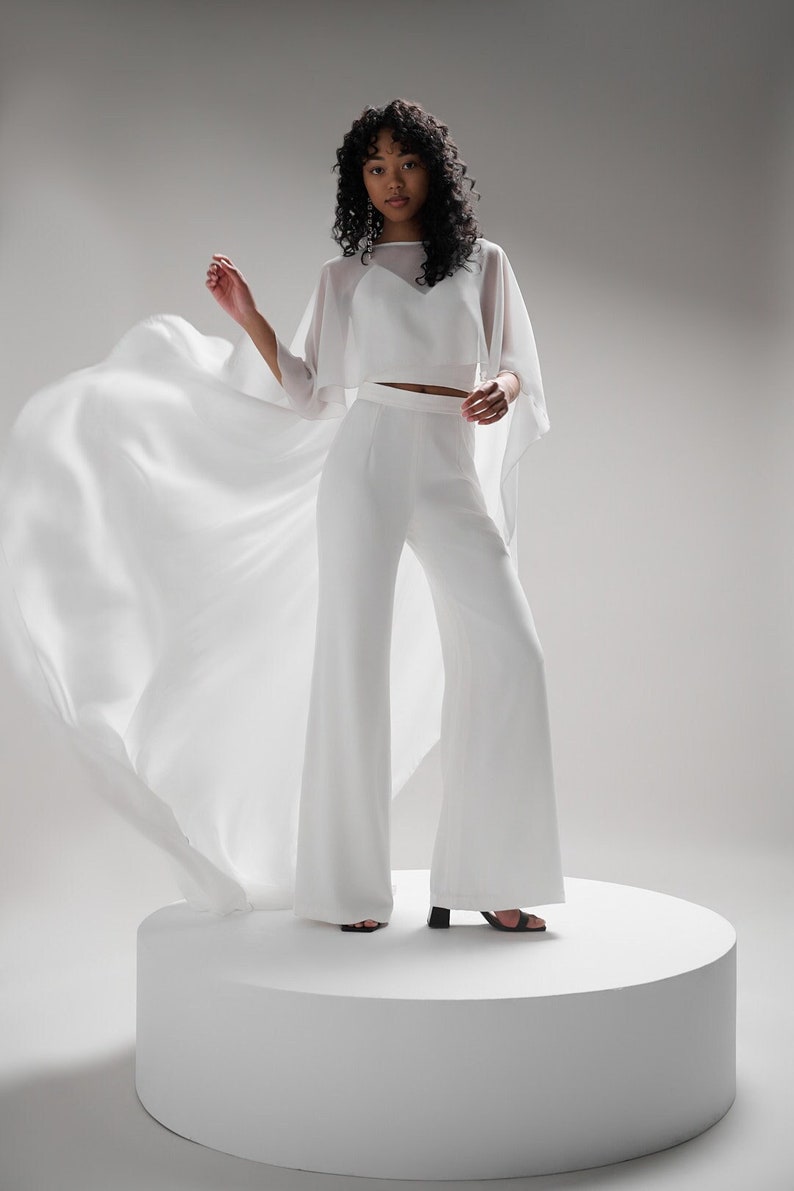 Modern Bridal Chiffon Wedding Cape