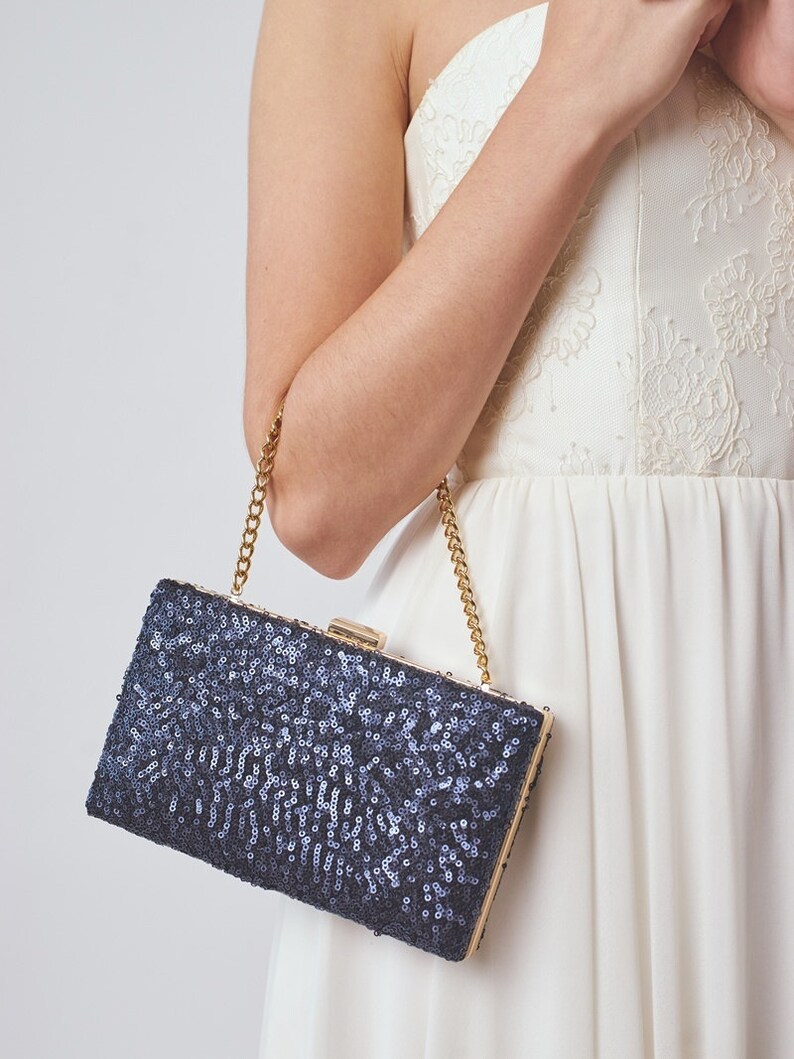 navy box clutch bag