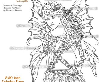 Fairy Tangles Printable Coloring Pages by Norma J Burnell Fairies to color Male Tree Fairy Coloring Book Pages Printable Coloring sheet