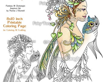 Letting Go Fairy Tangles Printable Coloring Book Sheets - Pages by Norma Burnell Adult Coloring for Grownups Digital Coloring Files & images