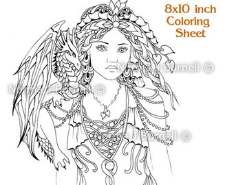 Star Bringer Fairy Tangles Printable Coloring Book Page By Etsy