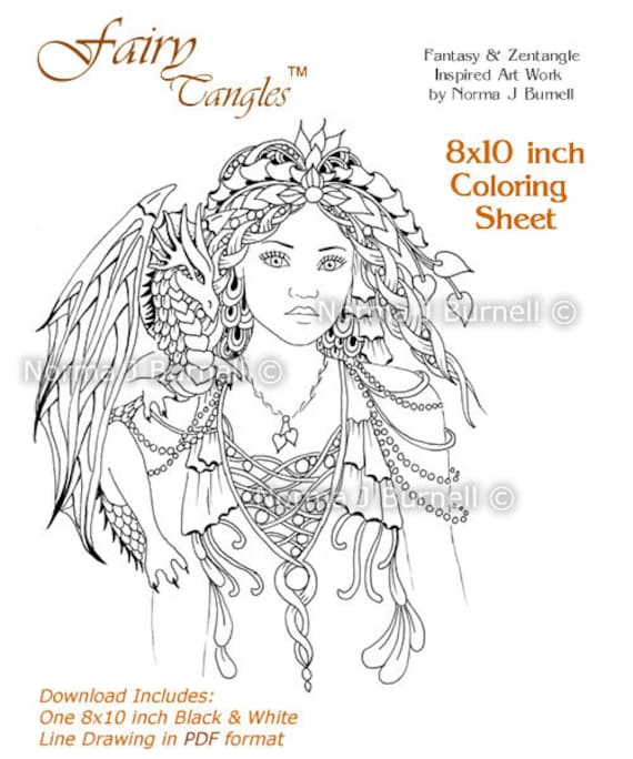 Fairy Queen of Dragons Fairy Tangles Adult Printable Coloring Sheets  Coloring Book Pages by Norma J Burnell Fairies and Dragons to Color - Etsy  Denmark