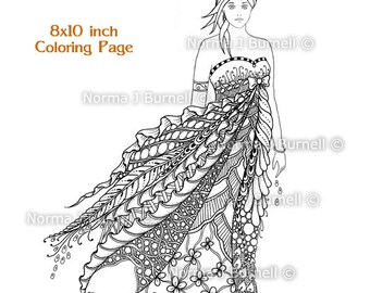 Windy - Fairy Tangles Printable Coloring Book Pages & Sheets by Norma Burnell Digital Coloring for Adults Coloring for Grownups