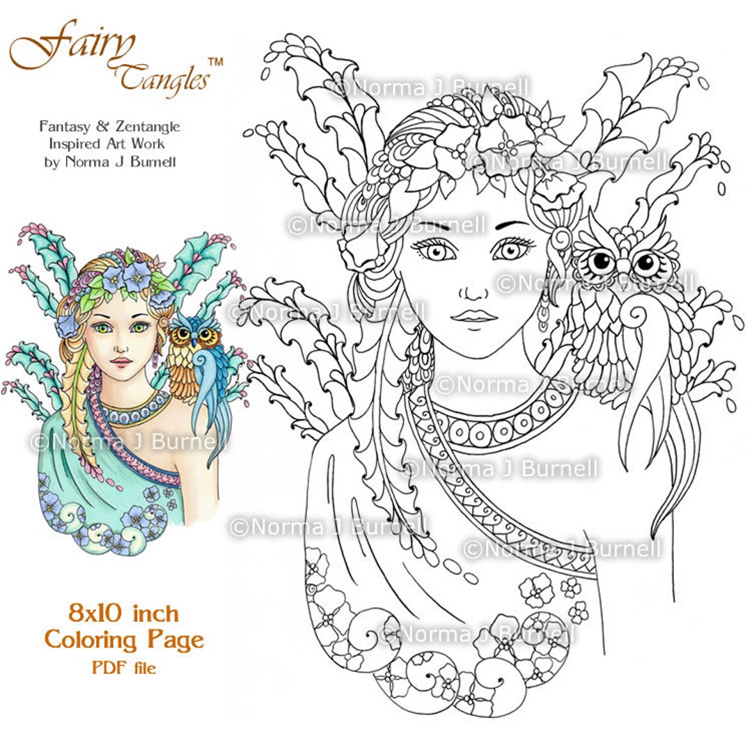 Fairy Tangles Printable Coloring Sheets by Norma J Burnell Fairies to