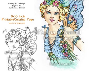 Fairy Fay Song Fairy Printable Coloring Book Pages &  Sheets by Norma J Burnell Fairies Adult Coloring for Grownups Digital Coloring Files