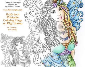 Bella Fairy Tangles Printable Coloring book Sheets Norma J Burnell Adult Coloring Book Pages Fairies to color Digital coloring files
