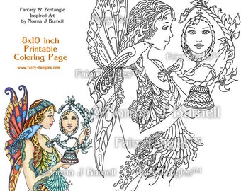 Fairy Tangles Printable Coloring book Sheets & Pages Norma Burnell Digital Coloring and Adult Coloring for Grownups Digital Coloring Images