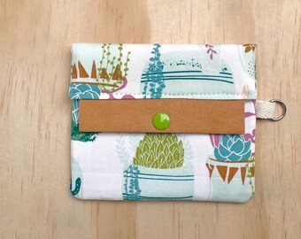 Succulent Terrarium Card Wallet #2 / minimalist travel slim wallet