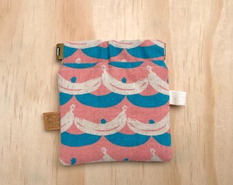 Mod Bananas - retro block print squeeze, pinch pouch, small travel bag