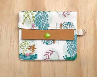 Succulent Terrarium Card Wallet #3 / minimalist travel slim wallet