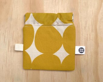 Mod Mustard - retro block print squeeze, pinch pouch, small travel bag