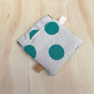 Teal Dots minimalist squeeze pouch / mini coin purse or dice bag, travel bag pinch pouch, small pocket wallet with simple design