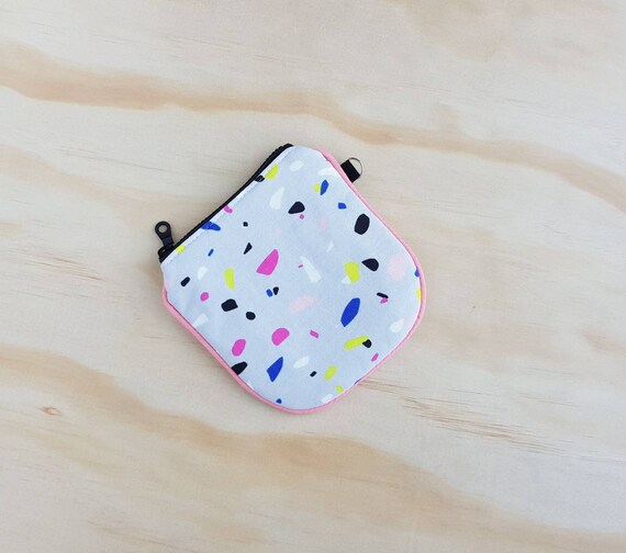 Terrazzo Mini Zip Wristlet half moon rounded zipper card pouch wallet simple minimalist zipper coin purse small wristlet purse