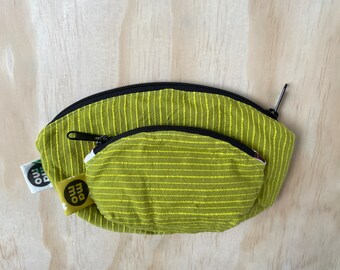Green Stripe Zipper Pouch Set, Half Moon Cosmetic Bag