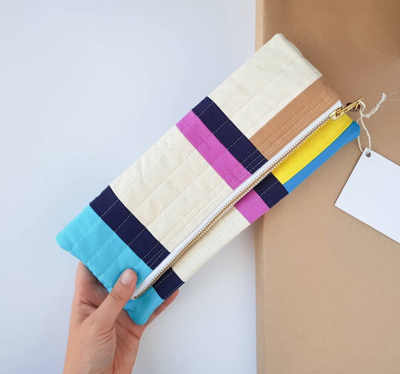 Newcastle Ocean Baths: Quilted fold over clutch bag image 3