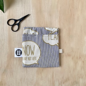 NOW Navy Striped modern squeeze pouch / mini coin purse, pinch pouch, contemporary pop art design