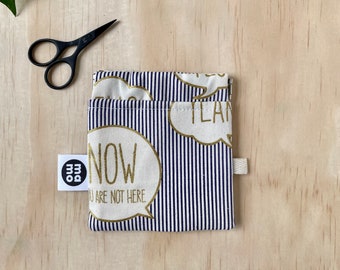 Navy Striped Squeeze Pouch, Modern Mini Coin Purse