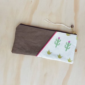 Bolsa para lápis de cactos e suculentas, bolsa de viagem estacionária ou de maquiagem com zíper