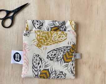 Summer Moths minimalist squeeze pouch / mini coin purse or dice bag, travel bag pinch pouch, small pocket wallet with bug design