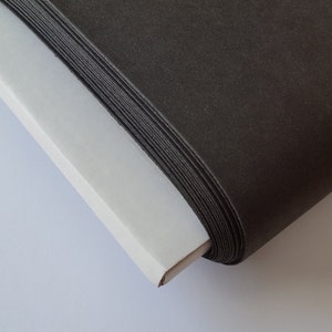 Tessuto di carta lavabile, NERO: Kraft-tex Alternativa alla pelle eco vegan Krafttex, per manici di borse, portafogli o etichette