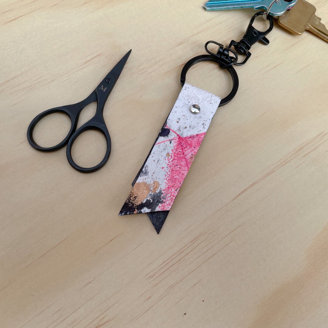 Splatter Paper Leather Keychain / Key Fob Number 2 - Etsy