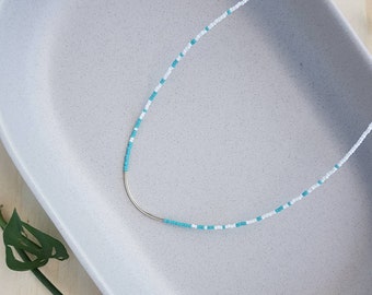 Turquoise and white - minimalist necklace