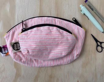Pink Stripe Zipper Pouch Set, Mariner Cloth, Travel Case