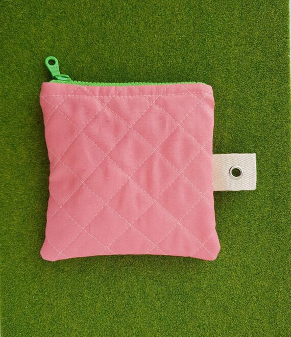 Pink Colour Pop Contrasting Quilted Purse Square Zipper Card Pouch Wallet Simple Minimalist Zipper Coin Purse Pastry Macaroon Lining