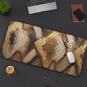 Tapis de bureau en écailles de python - Tapis de souris de jeu à texture de reptile, grand bloc de bureau, cadeau
