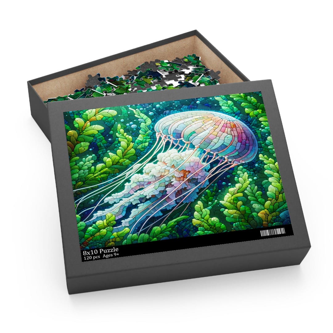 Translucent Jellyfish: Mosaic Underwater - Custom Jigsaw Puzzle (120 ...