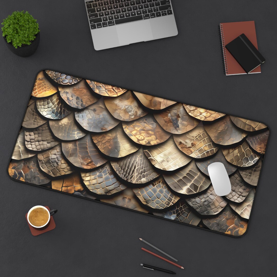 Dragon Ruler Mat Dragon Scale Desk Mat, Metallic Reptile Large Mouse Pad, Fantasy Gaming ...