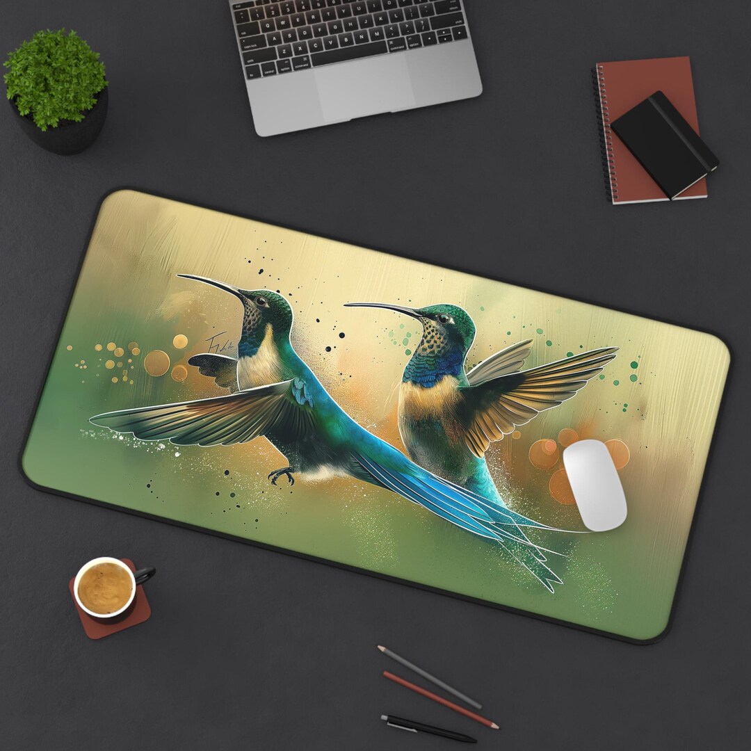 Hummingbird Mouse Hummingbird Desk Mat – Iridescent Bird Gaming Mouse Pad, Office Decor ...