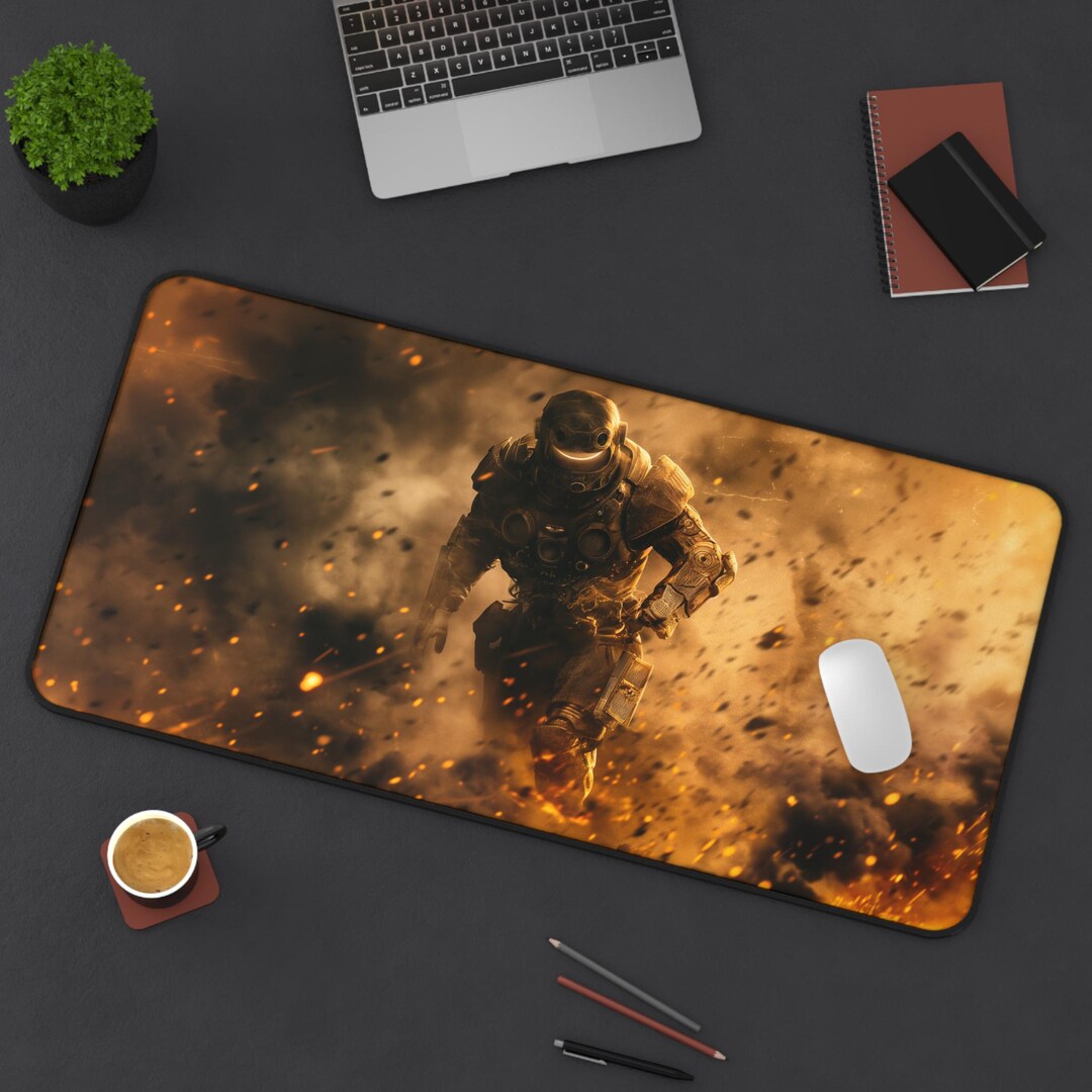 Armored Soldier Gaming Desk Mat, Personalized Military Mouse Pad for ...