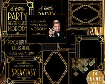 Znaki imprezowe Gatsby | Ramki w stylu art déco (pobranie cyfrowe)