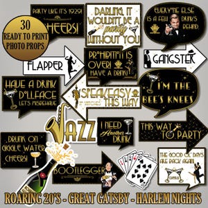 Roaring 20s Photo Booth Party Props - 30 Printable Files DIY | Great Gatsby, Speakeasy, Bootleggers | Birthday, Wedding, etc
