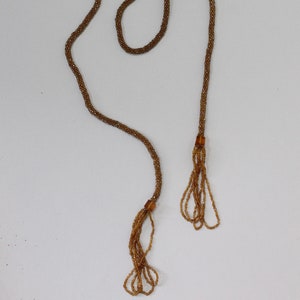 1920s BUTTERSCOTCH beaded SAUTOIR tassel necklace | new fall