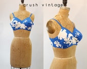 Items similar to 60s Bikini Swim Top / 1960s Cotton Midriff Swimsuit ...