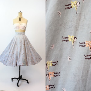 1950s CASTLES CROWNS novelty print circle skirt medium | new spring summer