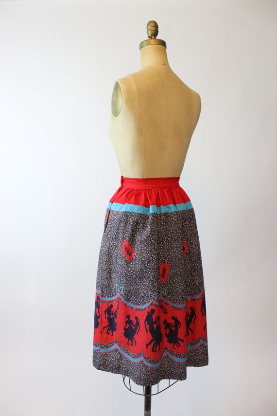 1950s barn dancing novelty print border skirt xs … - image 6