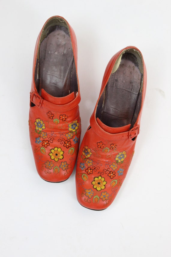 1960s RARE Jerry Edouard shoes | embroidered heel… - image 8