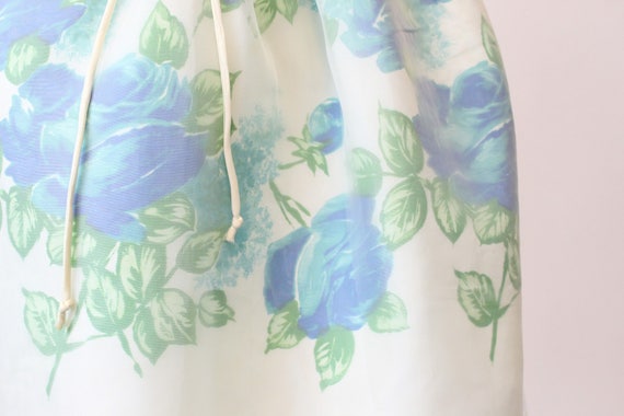 1950s blue roses dress | vintage organza cocktail… - image 4