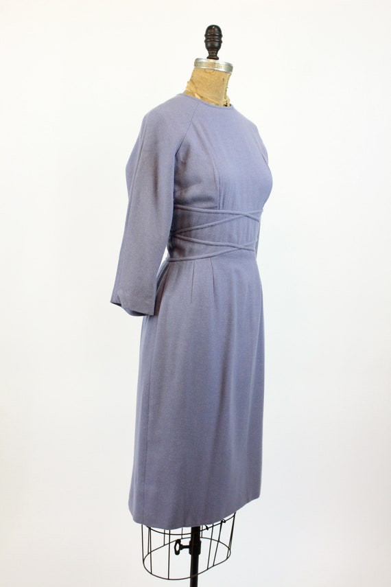 1950s PERIWINKLE wool wiggle dress small | new fa… - image 5