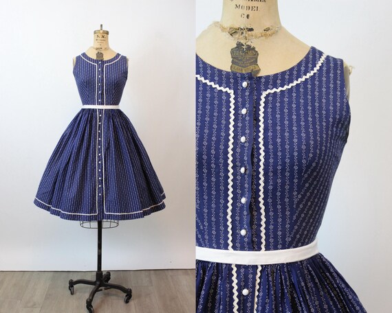 lanz cotton dress Vintage 70s 80s Black White Check Cotton Dress by Lanz Originals Size M 27" Waist