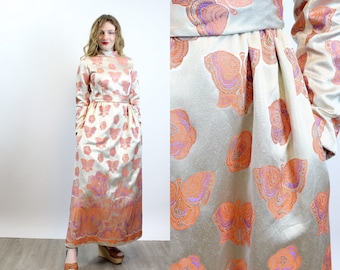 1960s SANDRA SAGE butterfly maxi dress small | new spring summer