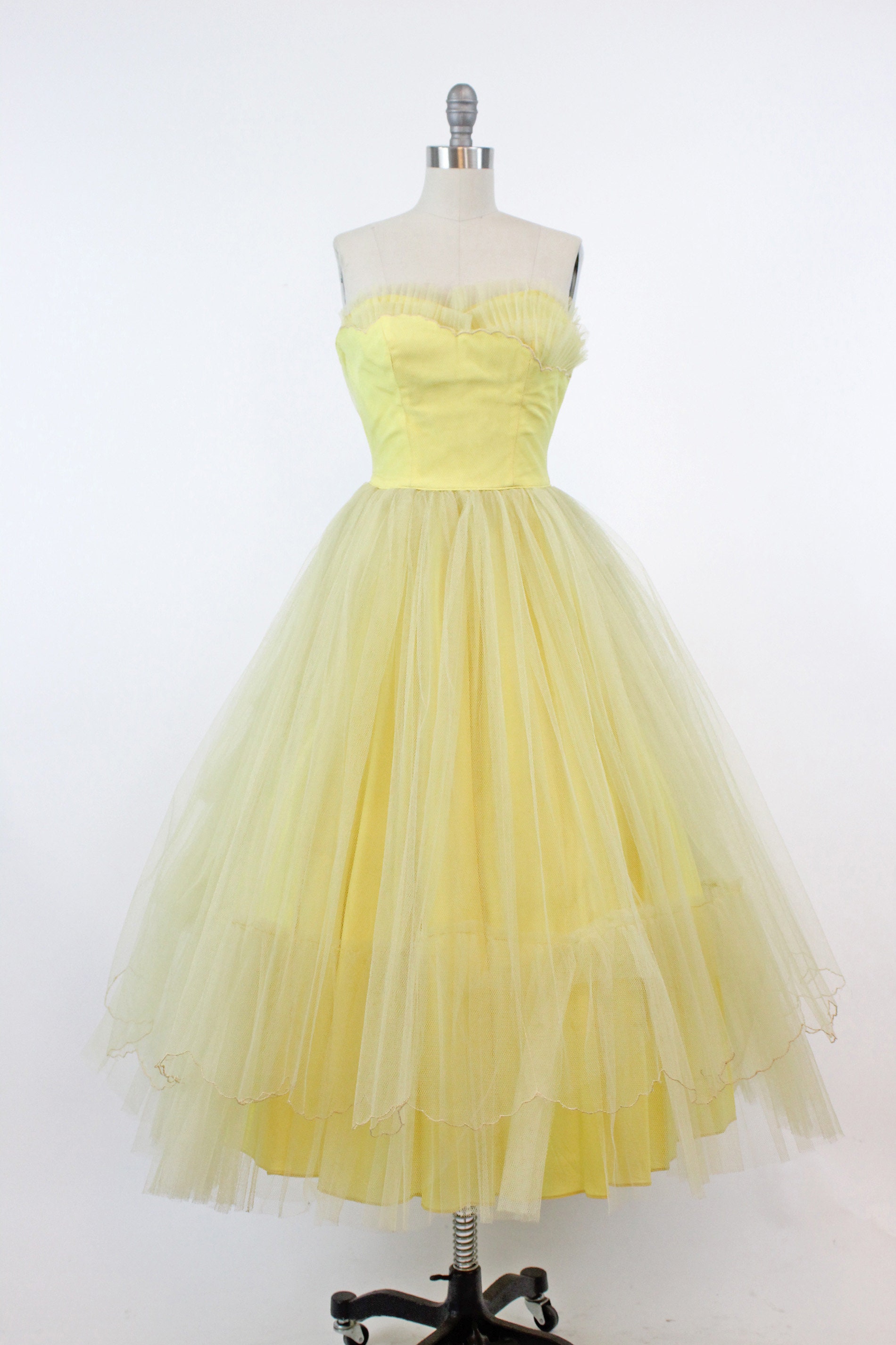 1950s Strapless Tulle Dress Xxs Vintage Cupcake Gown New - Etsy