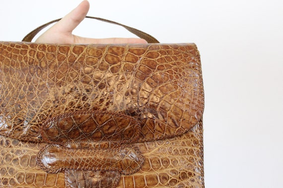 1950s leather handbag | snakeskin clutch purse | … - image 5