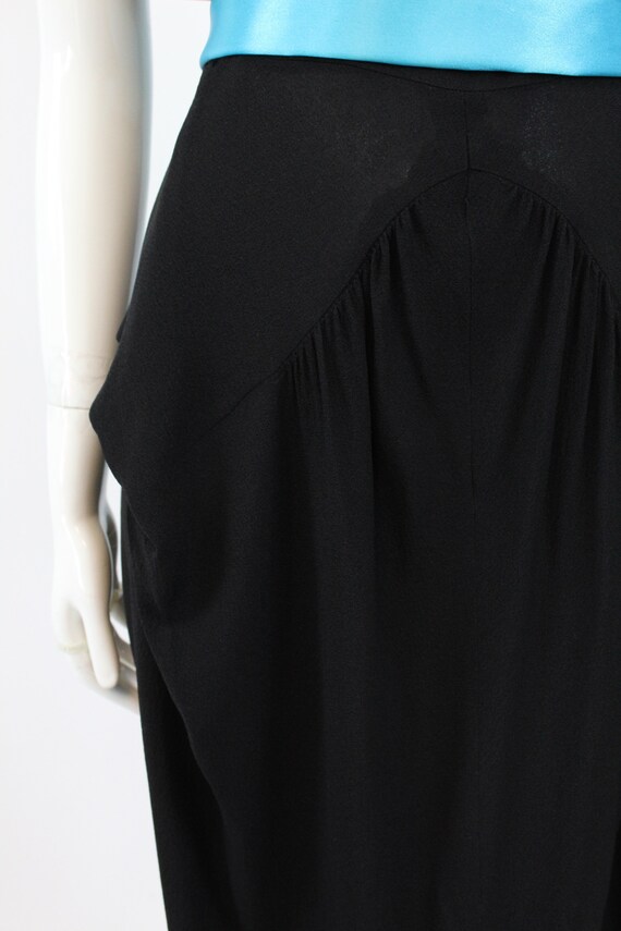 1940s Black Cold Rayon Beaded Dress | MEDIUM